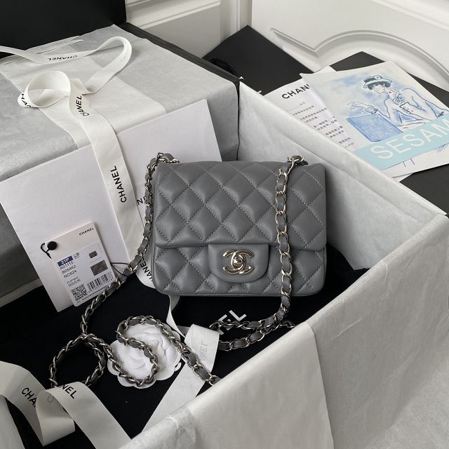 CC original lambskin super mini flap bag A35200 dark grey