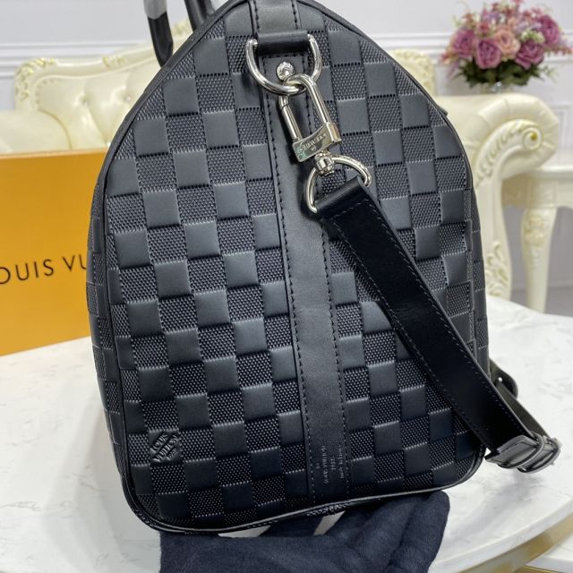 Louis vuitton original damier infini calfskin keepall 45 N41145 black