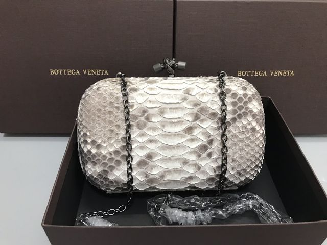 BV original python leather knot clutch 113085 light grey