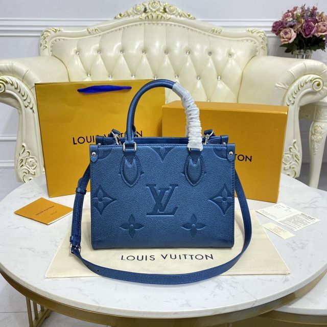 Louis vuitton original embossed calfskin onthego pm M45660 blue