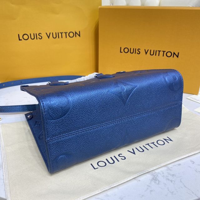 Louis vuitton original embossed calfskin onthego pm M45660 blue