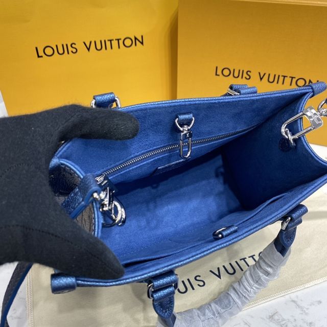 Louis vuitton original embossed calfskin onthego pm M45660 blue