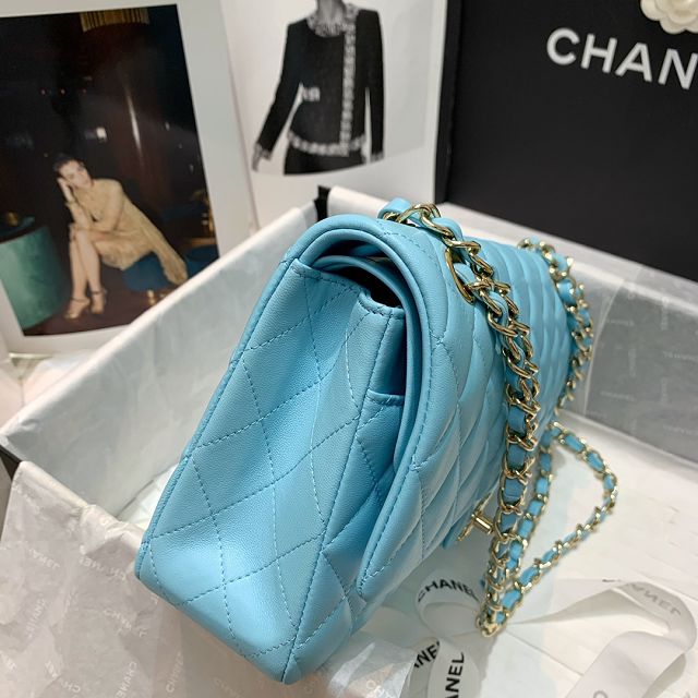 CC original lambskin medium flap bag A01112 sky blue