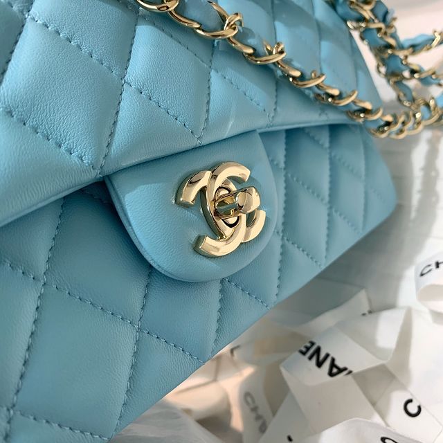 CC original lambskin medium flap bag A01112 sky blue