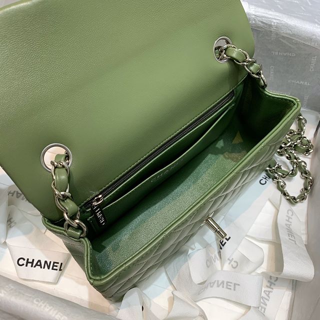 CC original lambskin mini flap bag A69900 green