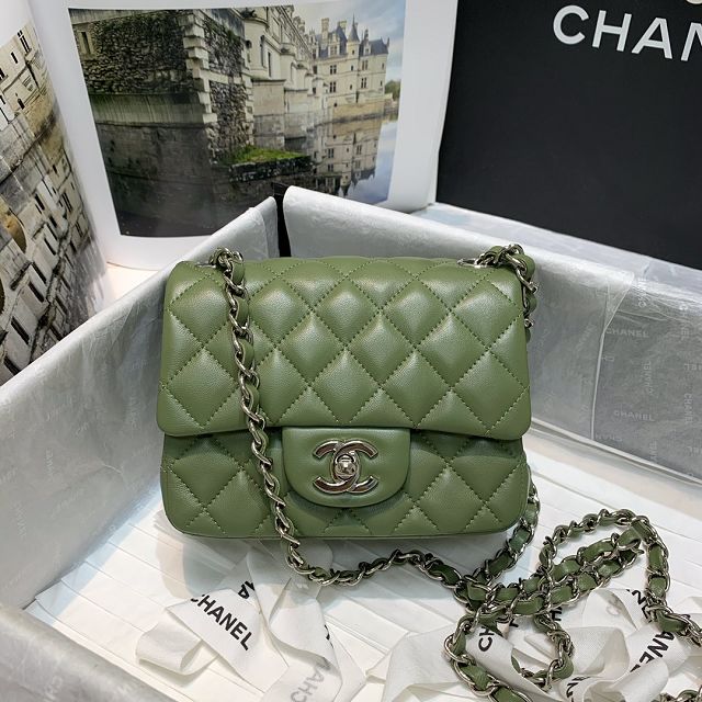 CC original lambskin mini flap bag A35200 green