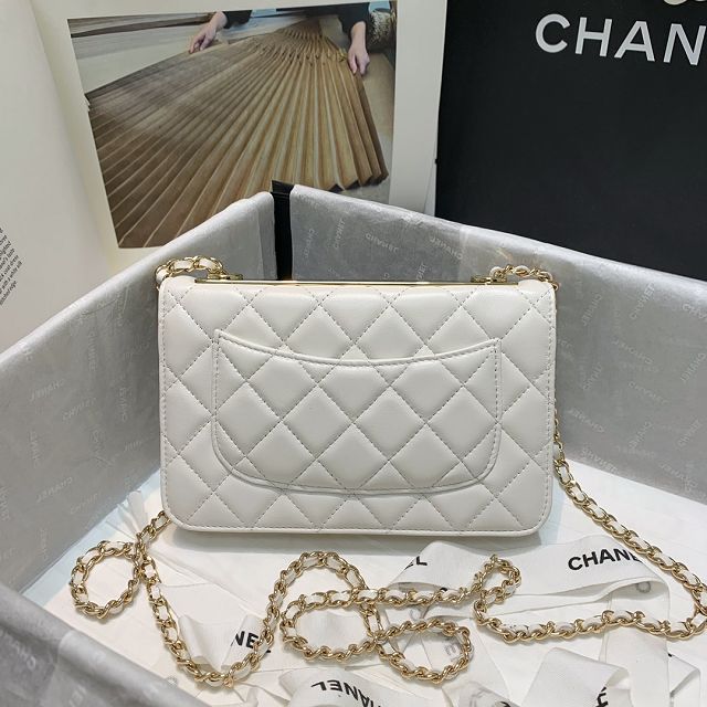 CC original lambskin wallet on chain 80982 white