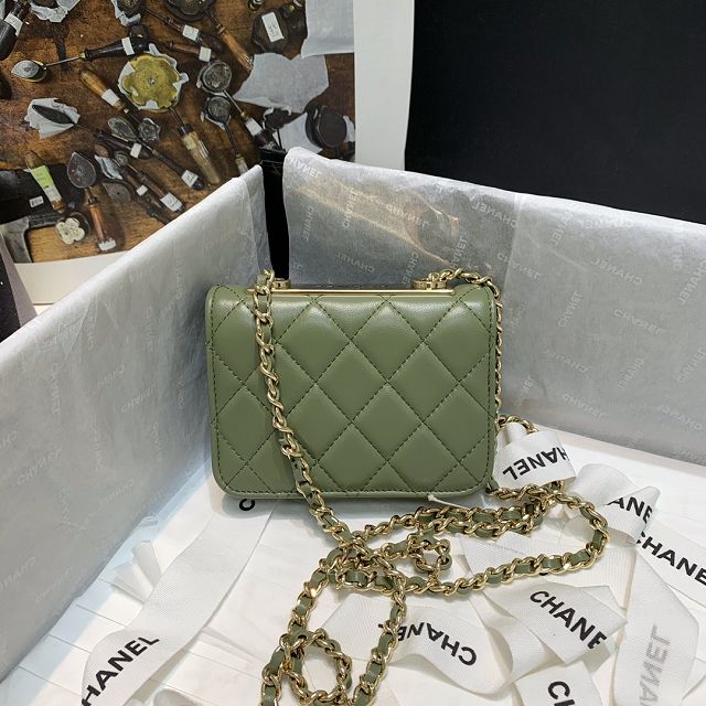 CC original lambskin mini wallet on chain A82768 green