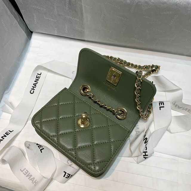 CC original lambskin mini wallet on chain A82768 green