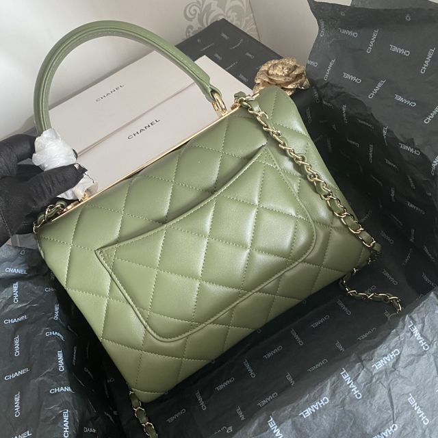 CC original lambskin top handle flap bag A92236-2 green