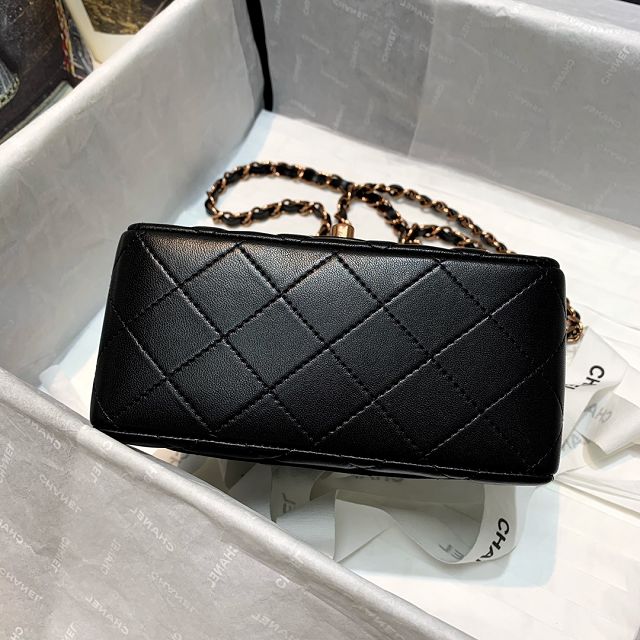 CC original lambskin mini flap bag A35200 black(rose gold)