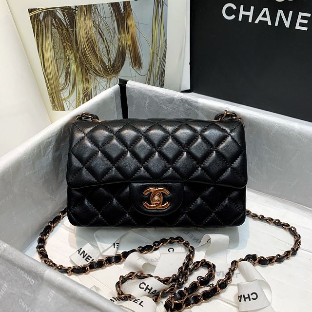 CC original lambskin mini flap bag A69900 black(rose gold)