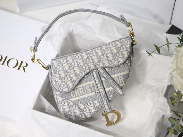 Dior original canvas saddle bag M0446 grey