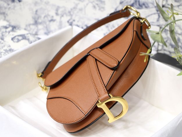 Dior original grained calfskin mini saddle bag M0447 caramel