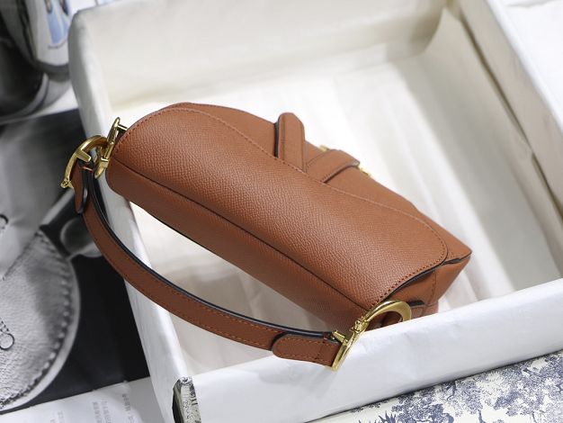 Dior original grained calfskin mini saddle bag M0447 caramel