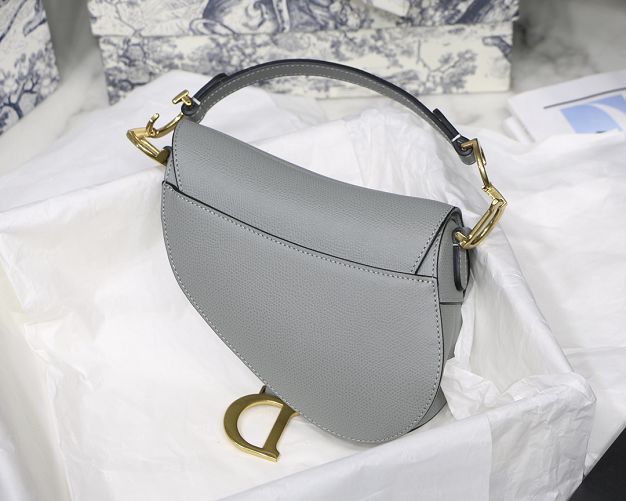 Dior original grained calfskin mini saddle bag M0447 grey