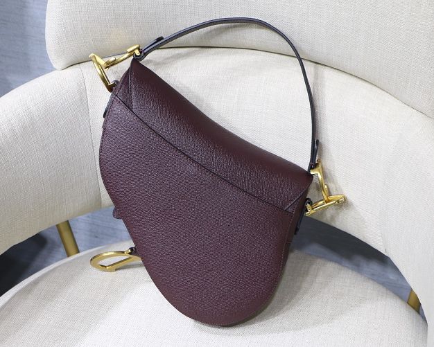 Dior original grained calfskin saddle bag M0446 burgundy