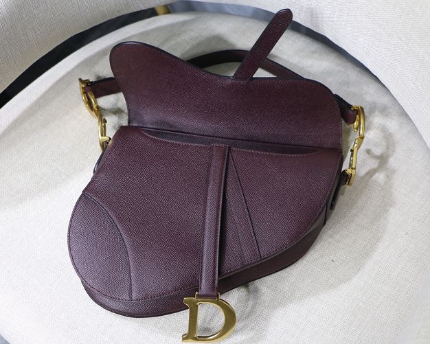 Dior original grained calfskin saddle bag M0446 burgundy