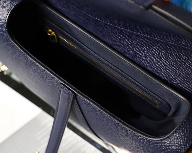 Dior original grained calfskin saddle bag M0446 navy blue