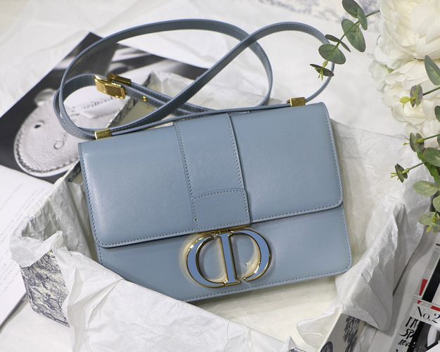 Dior original box calfskin 30 montaigne bag M9203 blue-gray