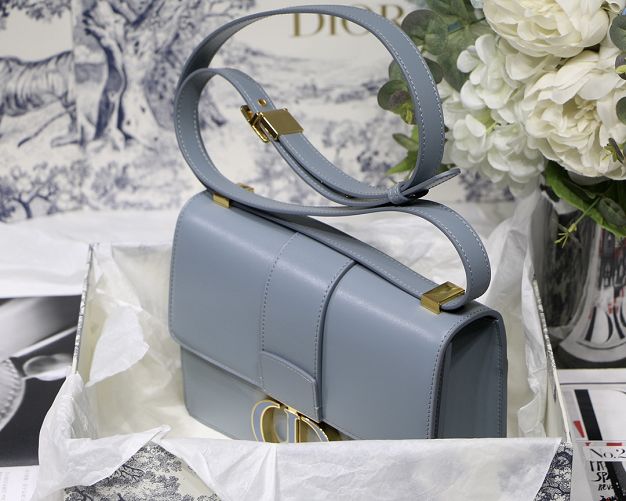 Dior original box calfskin 30 montaigne bag M9203 blue-gray