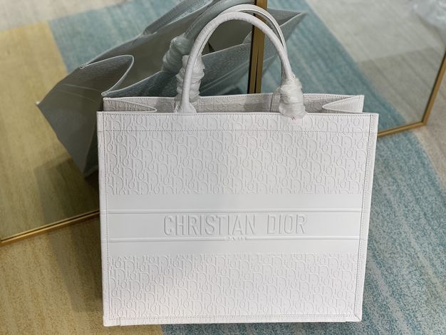 Dior original calfskin book tote oblique bag M1286 white