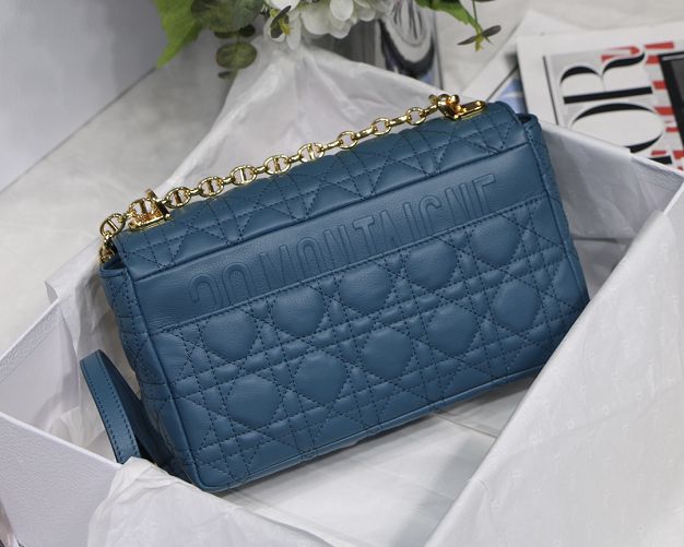 Dior original calfskin medium caro bag M9242 steel blue