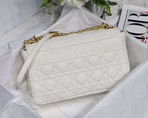 Dior original calfskin medium caro bag M9242 white