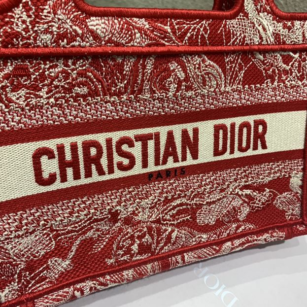 Dior original canvas mini book tote bag S5475 red