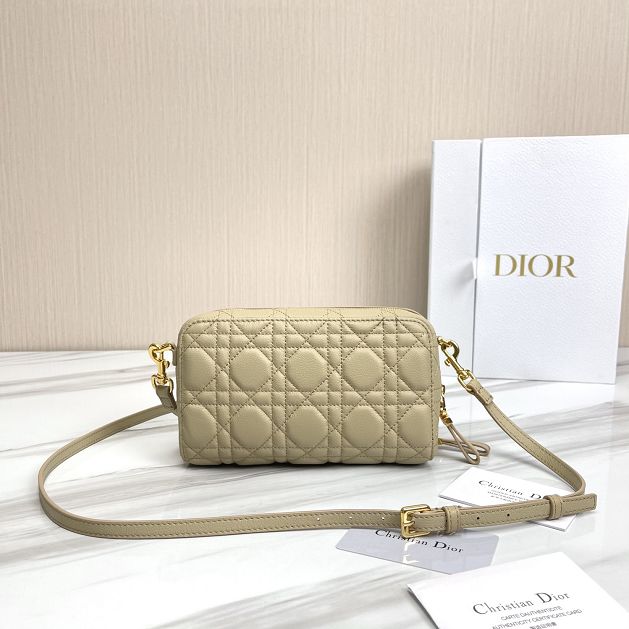 Dior original calfskin caro double pouch S5037 apricot