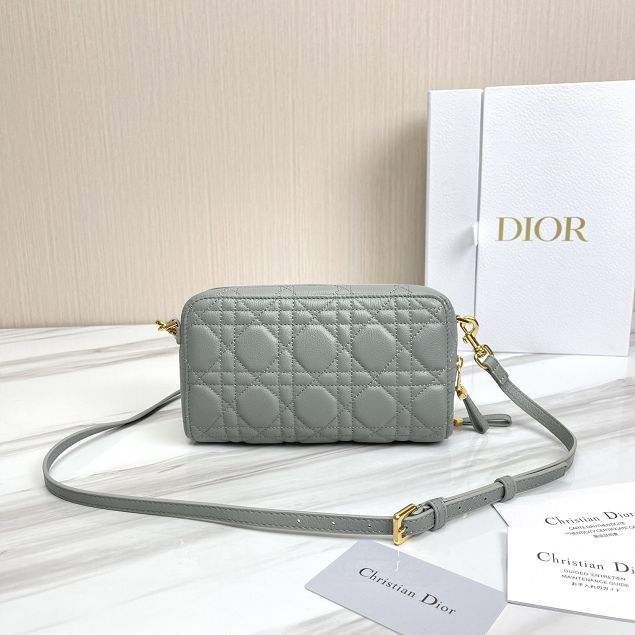 Dior original calfskin caro double pouch S5037 grey