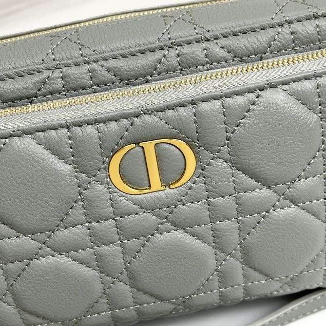 Dior original calfskin caro double pouch S5037 grey