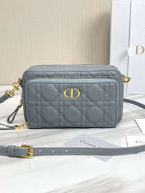 Dior original calfskin caro double pouch S5037 light blue