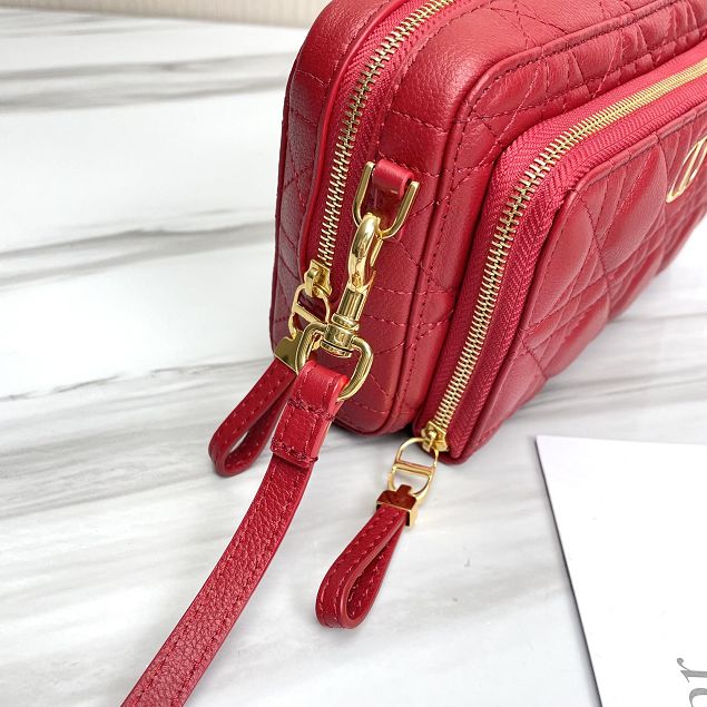 Dior original calfskin caro double pouch S5037 red