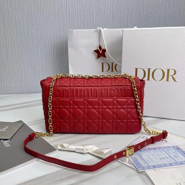 Dior original calfskin large caro bag M9243 red