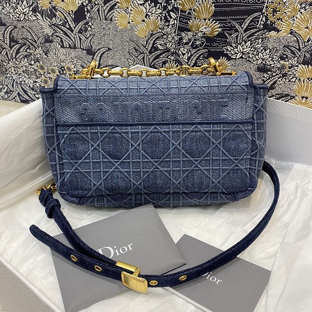 Dior original canvas small caro bag M9241 denim blue