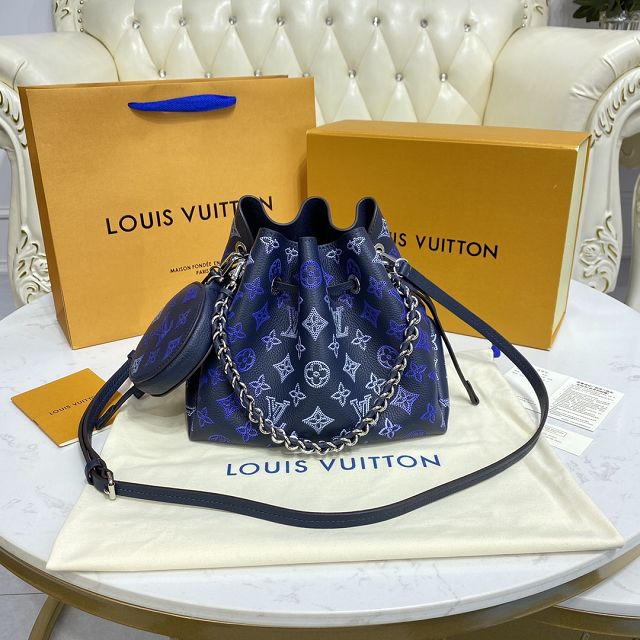 Louis vuitton original mahina leather bella bucket bag M59552 blue