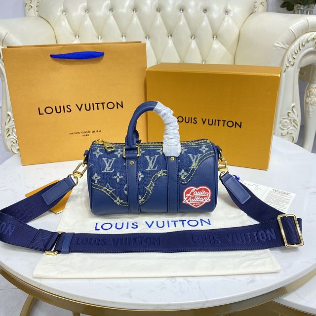 Louis vuitton original monogram denim keepall xs M81011 blue