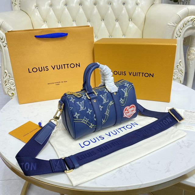 Louis vuitton original monogram denim keepall xs M81011 blue