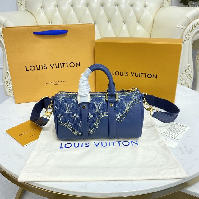 Louis vuitton original monogram denim keepall xs M81011 blue