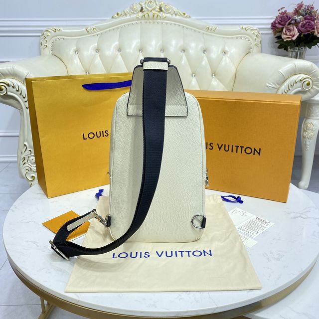 Louis vuitton original calfskin avenue sling bag M30803 white