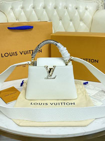 Louis vuitton original calfskin capucines mini handbag M56399 white