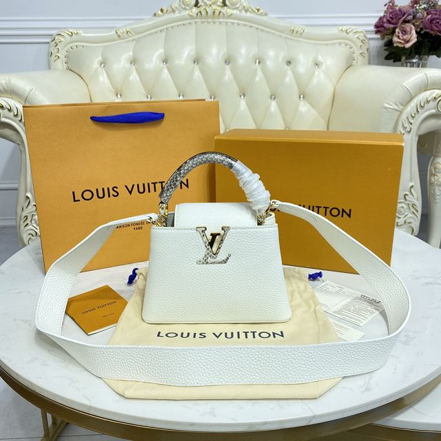 Louis vuitton original calfskin capucines mini handbag M56399 white