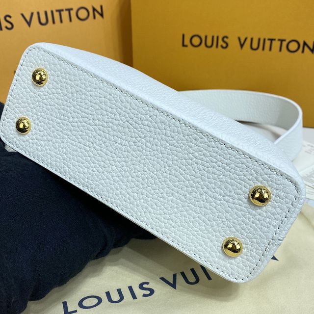 Louis vuitton original calfskin capucines mini handbag M56399 white