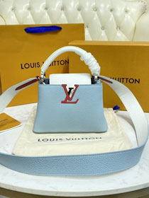 Louis vuitton original calfskin capucines mini handbag M57519 blue&white