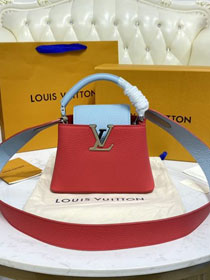 Louis vuitton original calfskin capucines mini handbag M57520 blue&red