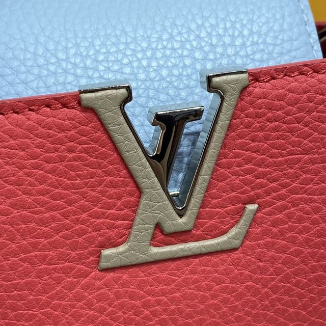 Louis vuitton original calfskin capucines mini handbag M57520 blue&red