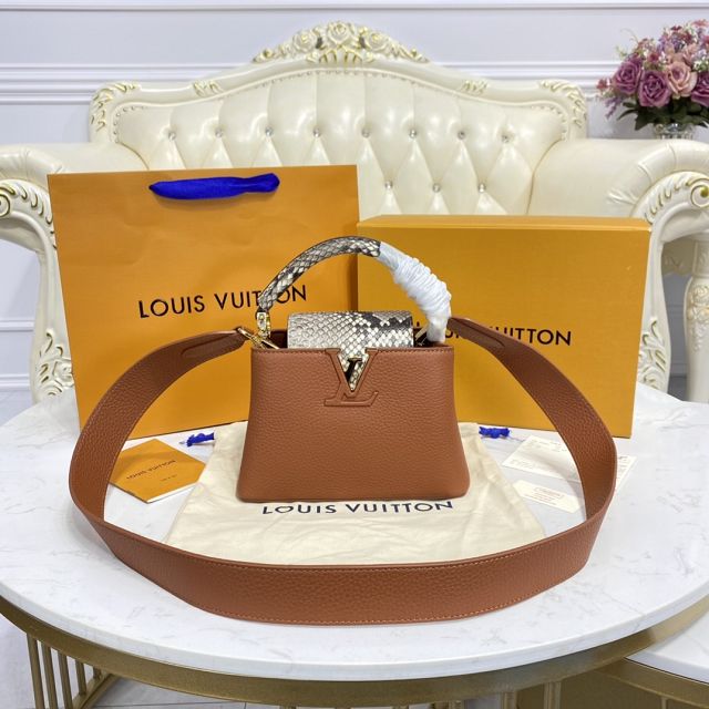 Louis vuitton original calfskin capucines mini handbag N99387 caramel