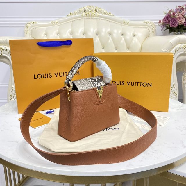 Louis vuitton original calfskin capucines mini handbag N99387 caramel