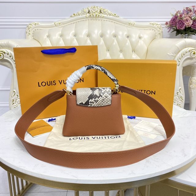 Louis vuitton original calfskin capucines mini handbag N99387 caramel